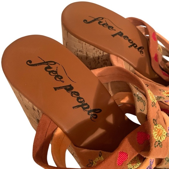 Free People Lisbon Sandbar Multi Suede Leather High Heel Platform Mules - Picture 7 of 8